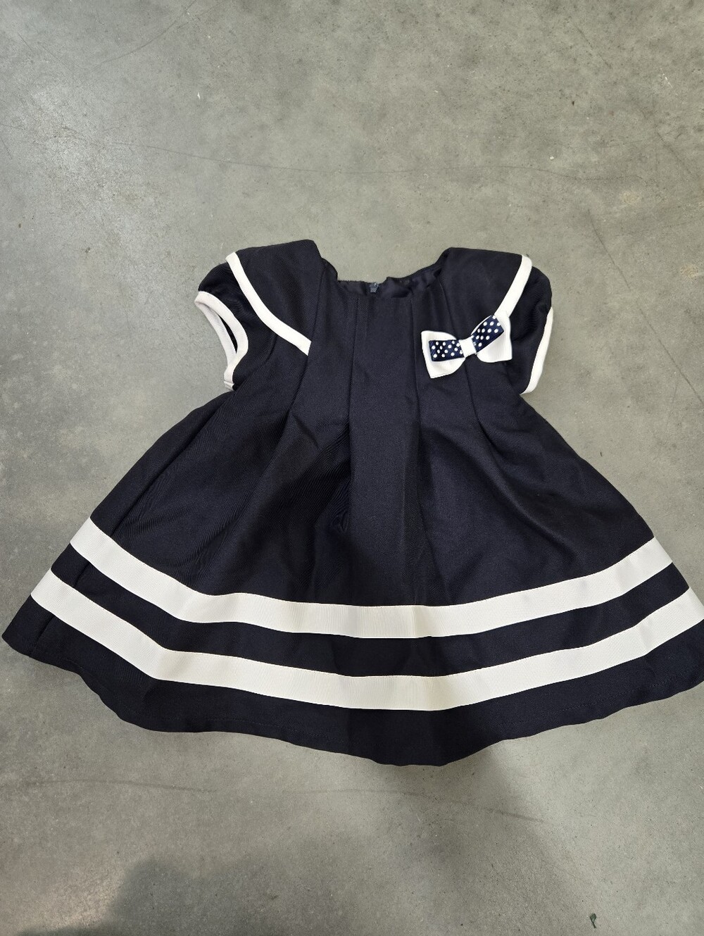 Rare Editions Navy Nautical Sailor Baby Girl Dress 6-9 Months